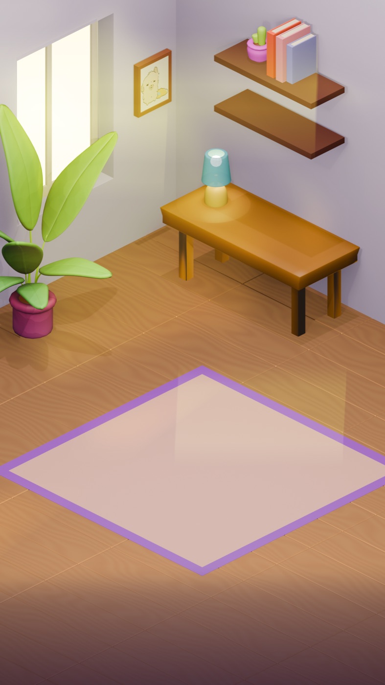 Sunny Day living room modeled in Blender, rendered at golden hour